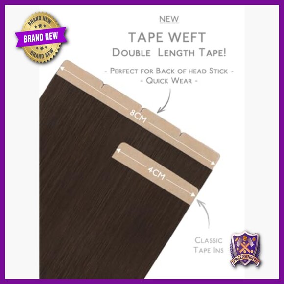 Human Hair Tape-In Extensions, 18 Inch Straight, 10 Pieces Reusable main image 4